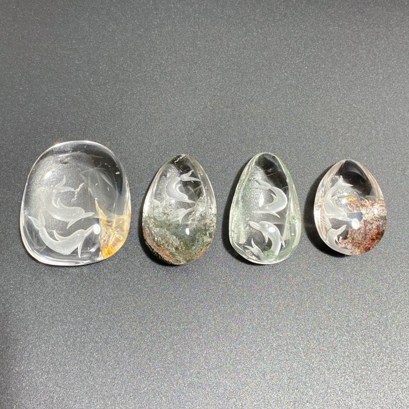 4 Pieces Dolphin Garden Quartz Inner Scene Carving -Wholesale Crystals