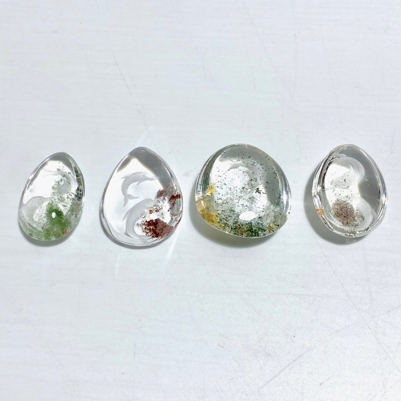 4 Pieces Dolphin Garden Quartz Inner Scene Crystal Carving - Wholesale Crystals