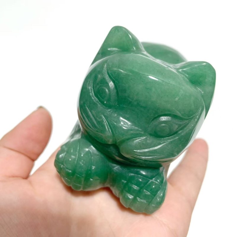 4 Pieces Green Aventurine Cat Carving - Wholesale Crystals