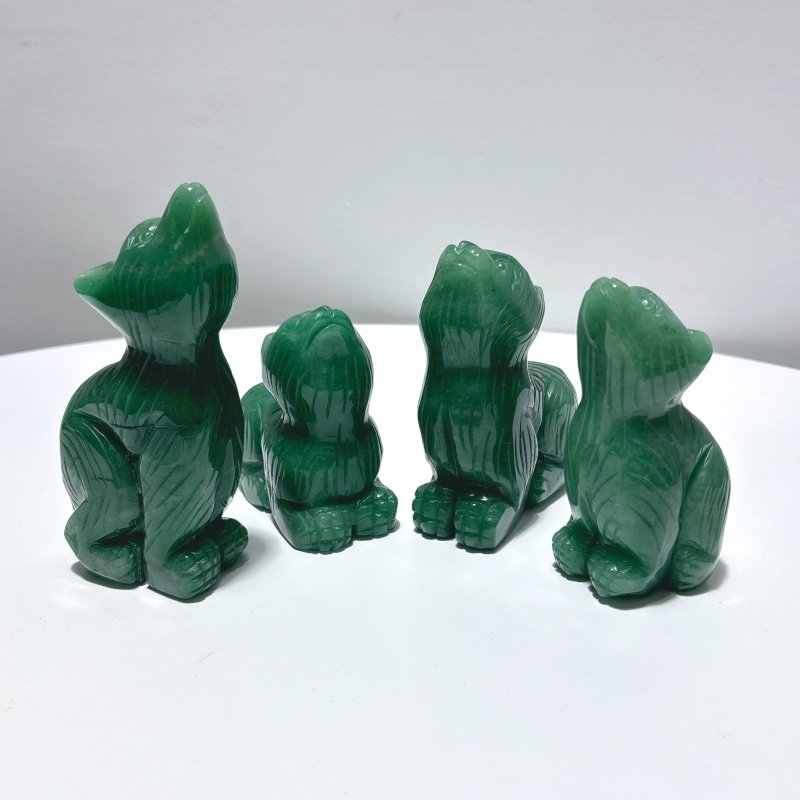 4 Pieces Green Aventurine Wolf Carving - Wholesale Crystals