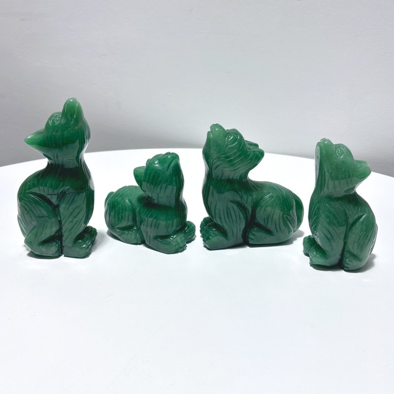 4 Pieces Green Aventurine Wolf Carving - Wholesale Crystals
