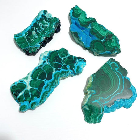 4 Pieces High Quality Beautiful Chrysocolla Mixed Malachite Slab Specimen 1 - Wholesale Crystals