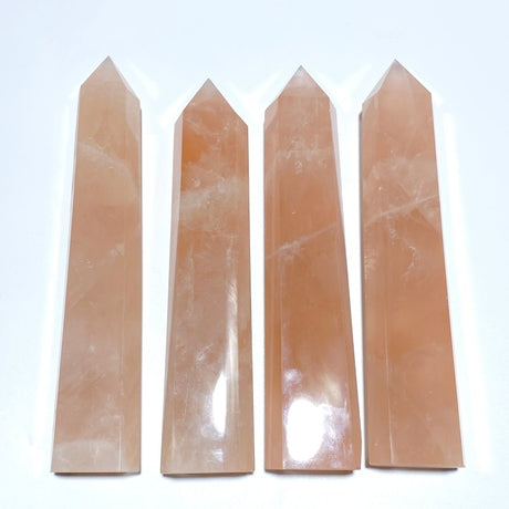 4 Pieces High Quality Large Madagascar Rose Quartz Tower Points - Wholesale Crystals