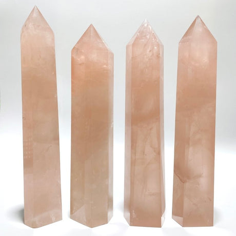 4 Pieces High Quality Large Madagascar Rose Quartz Tower Points - Wholesale Crystals