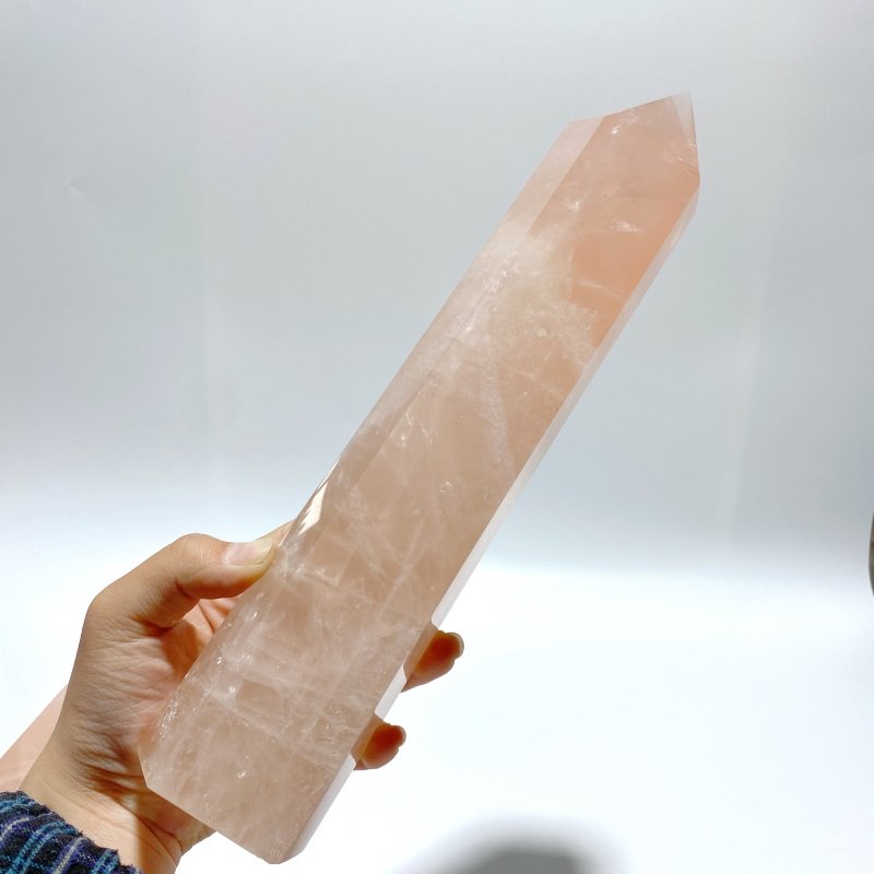 4 Pieces High Quality Large Madagascar Rose Quartz Tower Points - Wholesale Crystals