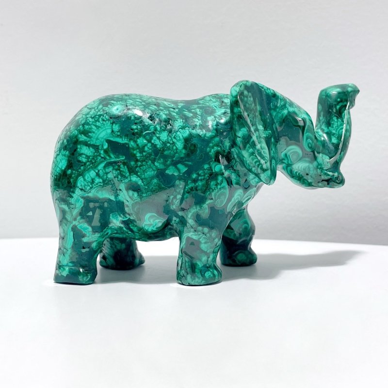 4 Pieces High Quality Malachite Elephant Carving - Wholesale Crystals