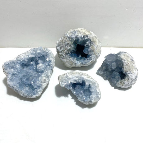 4 Pieces Large Blue Celestite Cluster Home Decor - Wholesale Crystals