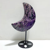 4 Pieces Large Charoite Moon Carving With Stand 1 -Wholesale Crystals