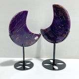 4 Pieces Large Charoite Moon Carving With Stand 1 -Wholesale Crystals