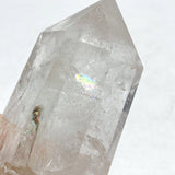 4 Pieces Large Clear Quartz Point With Rainbow Raw Bottom With Stand 3 - Wholesale Crystals
