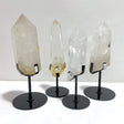 4 Pieces Large Clear Quartz Point With Rainbow Raw Bottom With Stand 3 - Wholesale Crystals