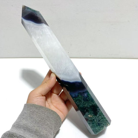 4 Pieces Large Green Moss Agate Points - Wholesale Crystals