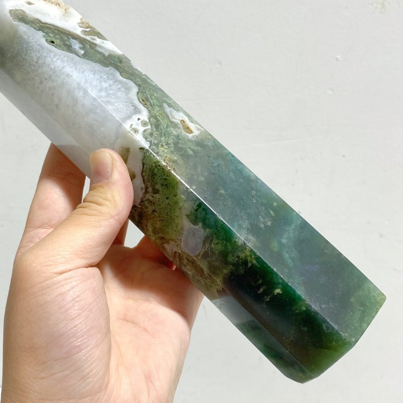 4 Pieces Large Moss Agate Tower Points -Wholesale Crystals