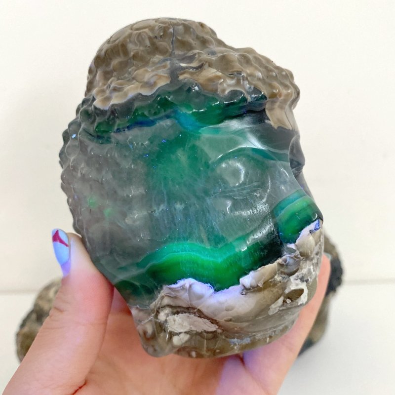 4 Pieces Volcano Agate Buddha Head Carving(UV - Reactive) - Wholesale Crystals