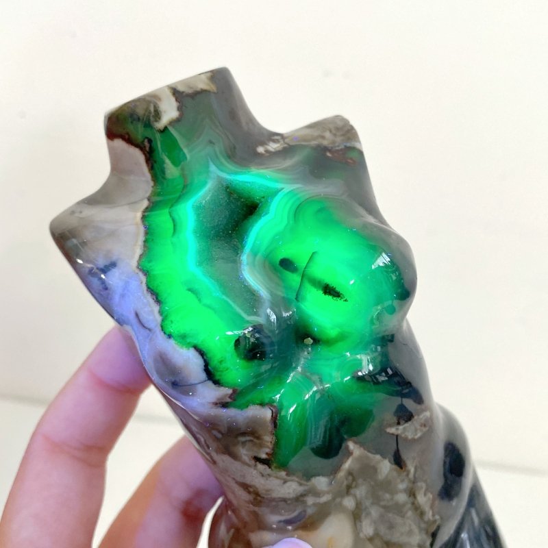 4 Pieces Volcano Agate Goddess Carving (UV - Reactive) - Wholesale Crystals