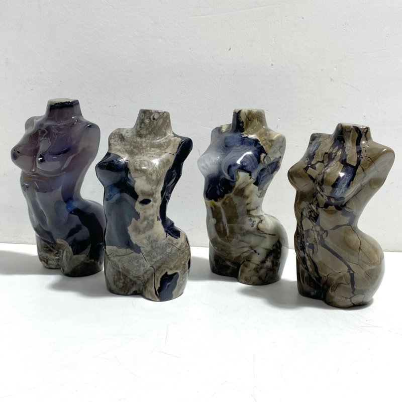 4 Pieces Volcano Agate Goddess Carving (UV - Reactive) - Wholesale Crystals