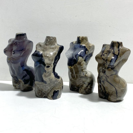 4 Pieces Volcano Agate Goddess Carving (UV - Reactive) - Wholesale Crystals