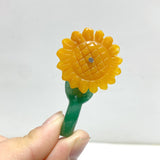Sunflower-shaped Yellow Jade And Green Aventurine Leaf Carving Wholesale