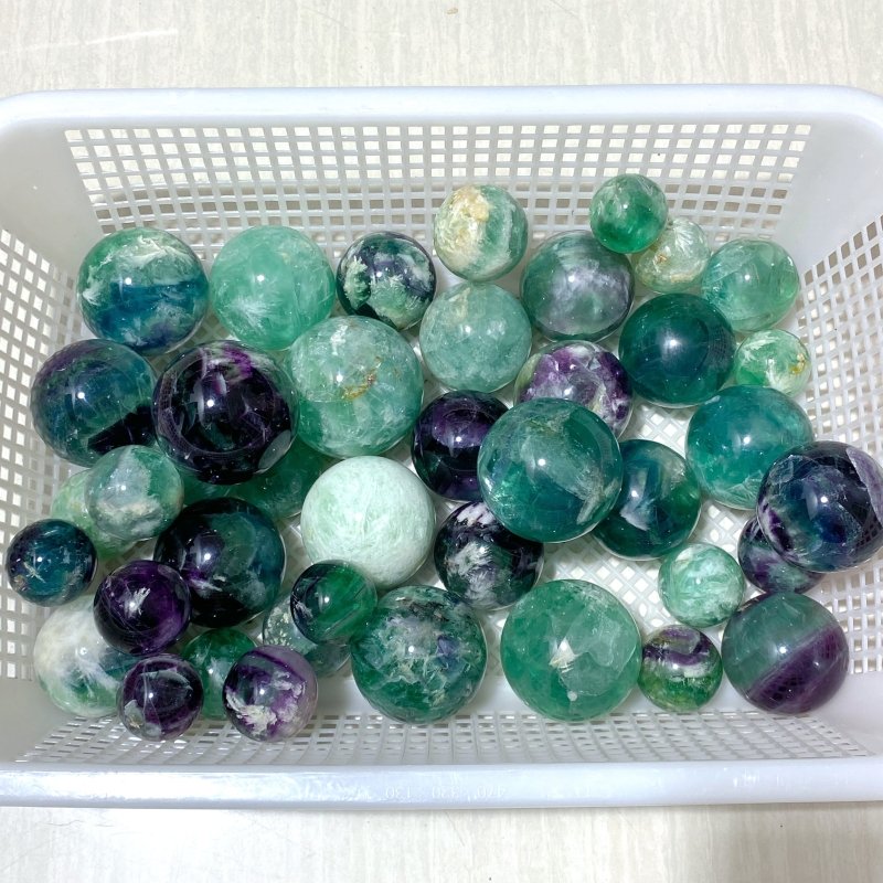 42 Pieces Beautiful Feather Fluorite Sphere Balls - Wholesale Crystals