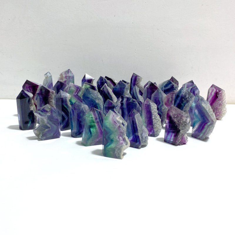 42 Pieces Rainbow Fluorite Raw Side Tower - Wholesale Crystals