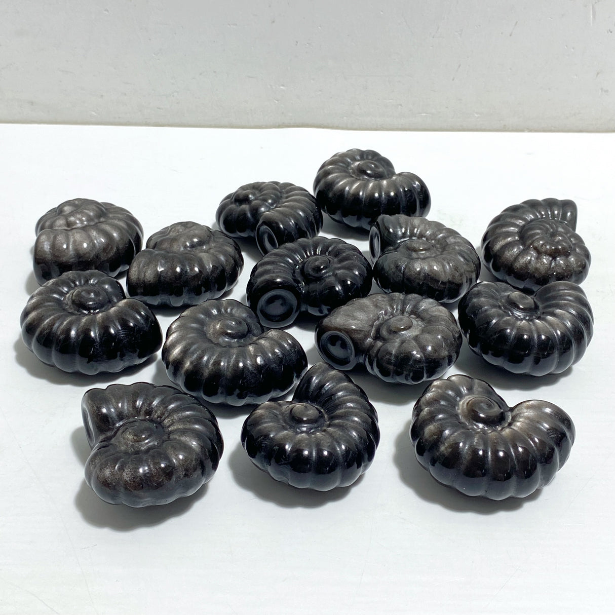 Silver Sheen Obsidian Conch Carving Wholesale