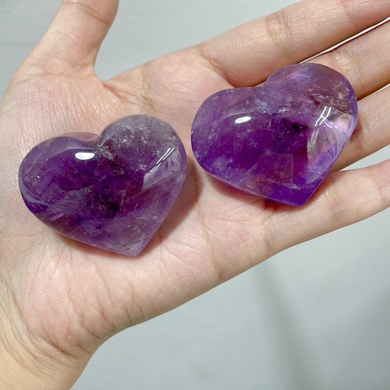 46 Pieces Small Amethyst Heart - Wholesale Crystals