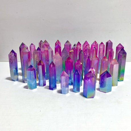 47 Pieces Aura Clear Quartz Point Clearance - Wholesale Crystals