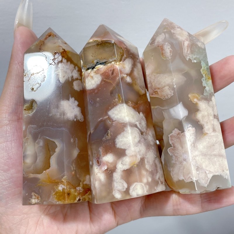 47 Pieces Fat Sakura Flower Agate Tower Points - Wholesale Crystals