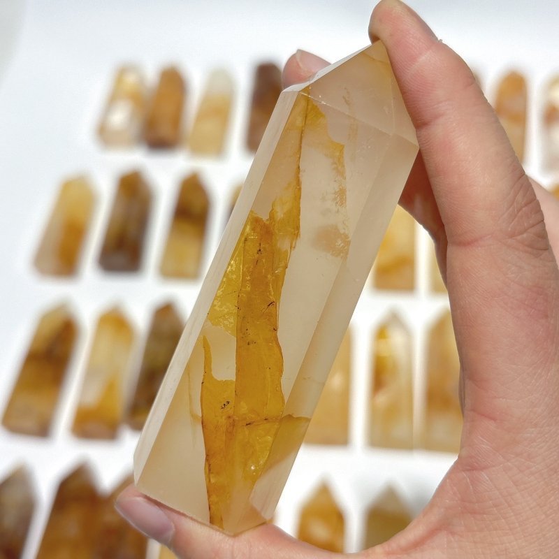 48 Pieces High Quality Fat Golden Hematiod Quartz Tower Points Fire Quartz -Wholesale Crystals