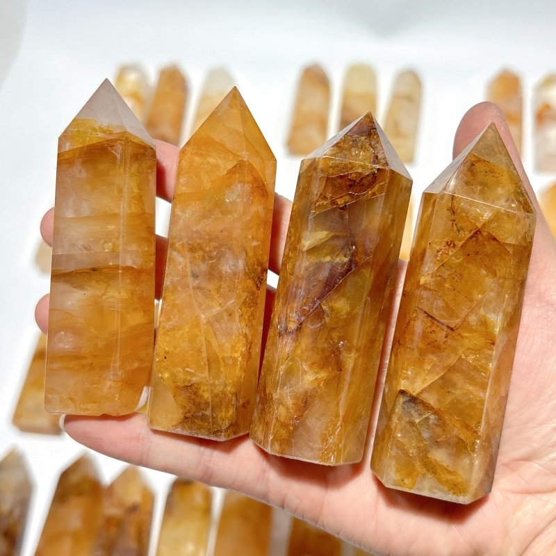 48 Pieces High Quality Fat Golden Hematiod Quartz Tower Points Fire Quartz -Wholesale Crystals