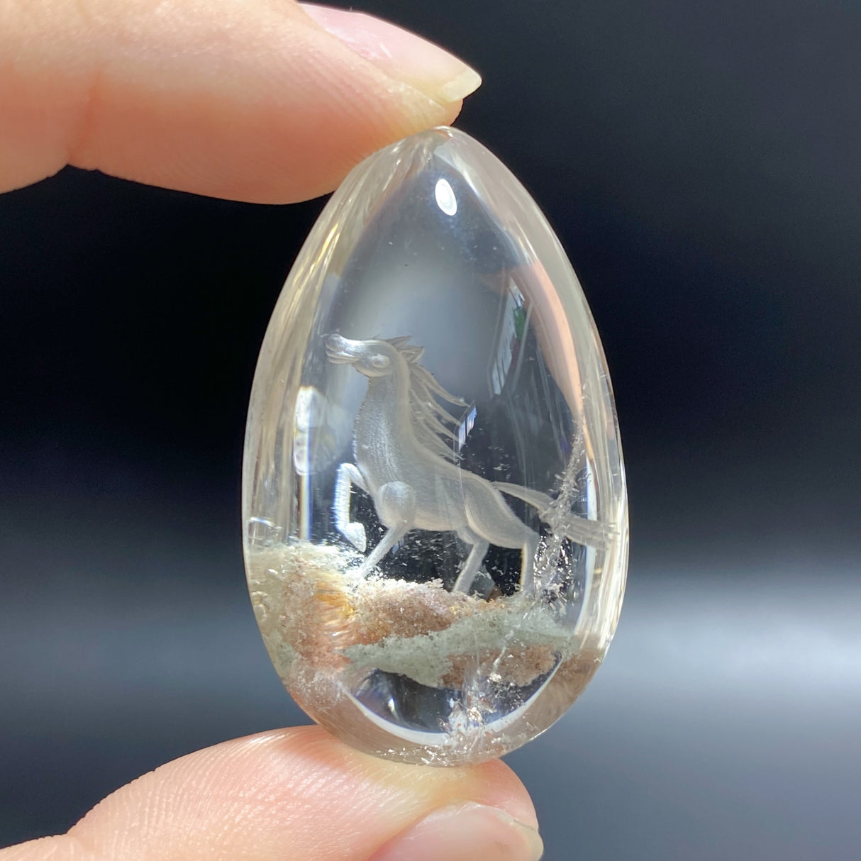 3 Pieces Horse Garden Quartz Inner Scene Carving