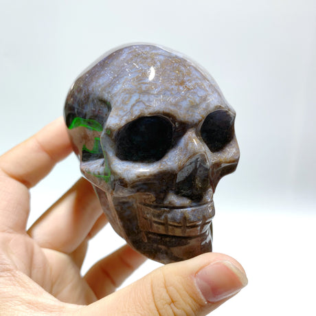 7 Pieces Moss Agate Skull Carving
