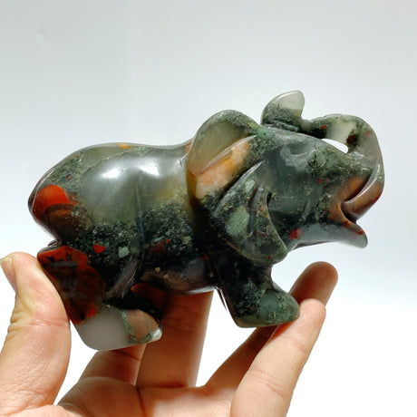 6 Pieces Africa Blood Stone Elephant Carving