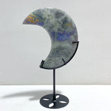 3 Pieces Beautiful Labradorite Moon Carving With Stand
