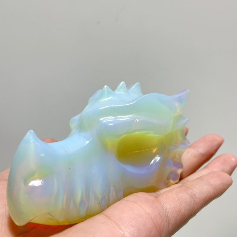 4in White Opalite Dragon Head Carving Wholesale - Wholesale Crystals