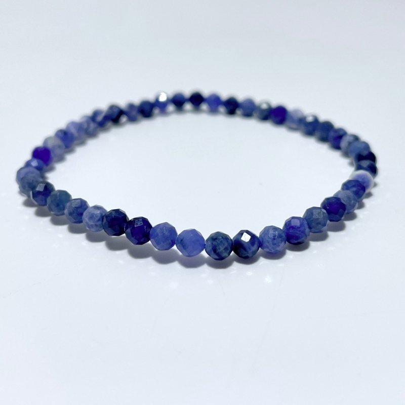 4MM Multi - Faceted Flash Bead Bracelets Wholesale Blue Sodalite Aquamarine Amethyst - Wholesale Crystals