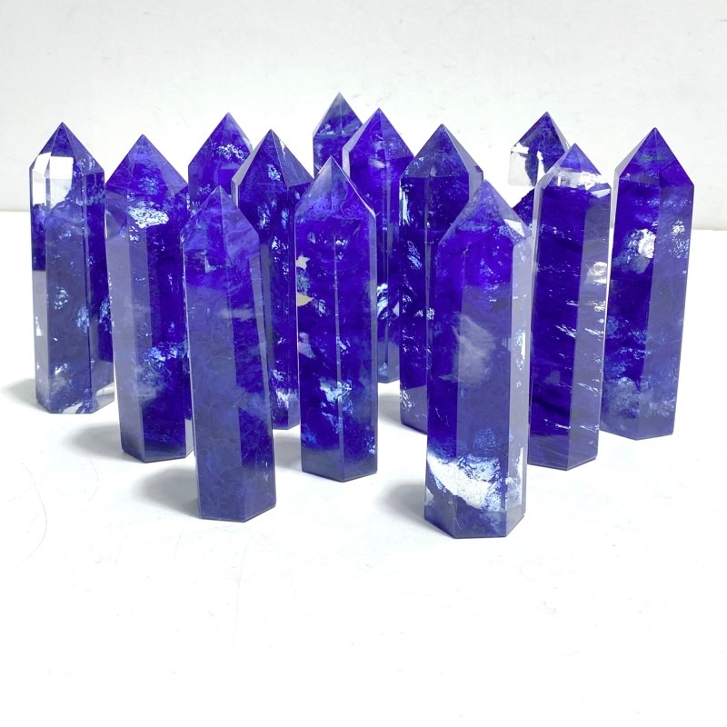5 - 9CM Deep Blue Smelting Stone Quartz Tower Wholesale - Wholesale Crystals