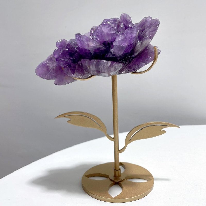 5 Pairs Beautiful Amethyst Flower Carving With Stand - Wholesale Crystals