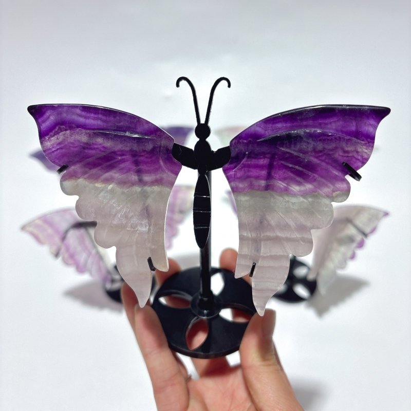 5 Pairs Beautiful Small Fluorite Symmetry Butterfly Wing With Stand -Wholesale Crystals
