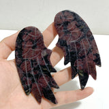 5 Pairs Garnet Mixed Astrophyllite Angel Wing Carving With Stand -Wholesale Crystals