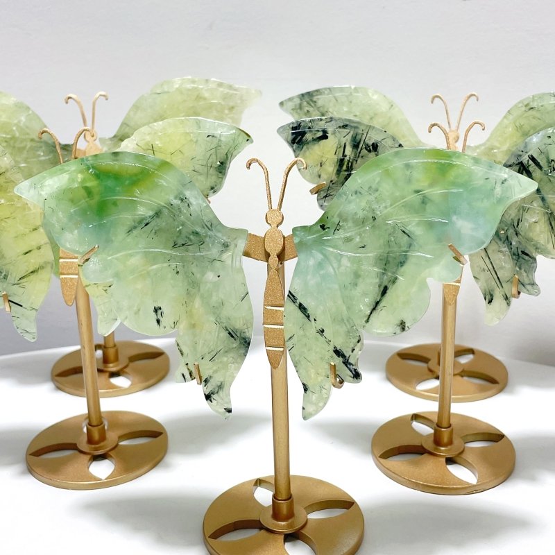 5 Pairs Prehnite Butterfly Wing With Stand - Wholesale Crystals