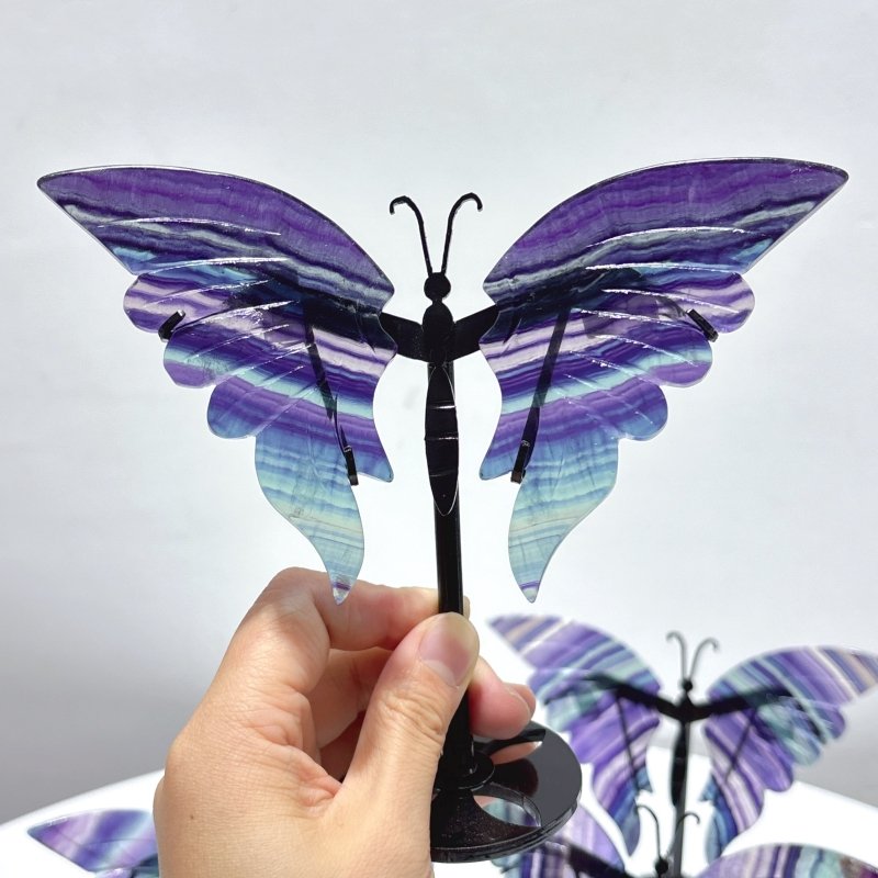 5 Pairs Symmetry Fluorite Butterfly Wing With Stand - Wholesale Crystals