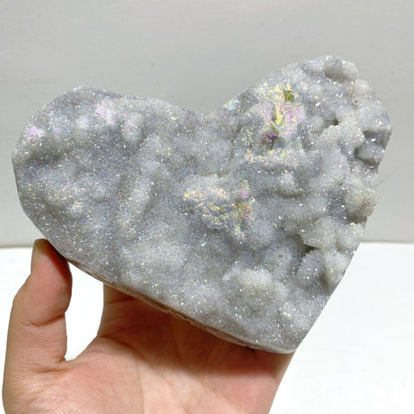 5 Pieces Aura Quartz Cluster Heart With Stand 5 - Wholesale Crystals