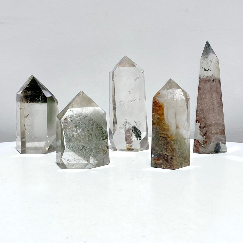 5 Pieces Beautiful Garden Quartz Tower Points 8 - 12.7cm - Wholesale Crystals