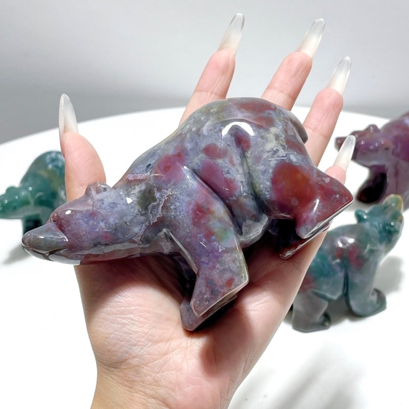 5 Pieces Beautiful Ocean Jasper Bear Carving - Wholesale Crystals