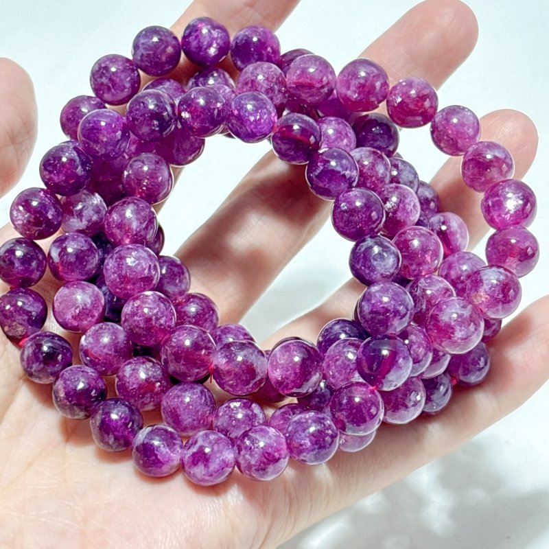 5 Pieces Beautiful Spark Lepidolite High Quality Bracelets (HGUB26) - Wholesale Crystals