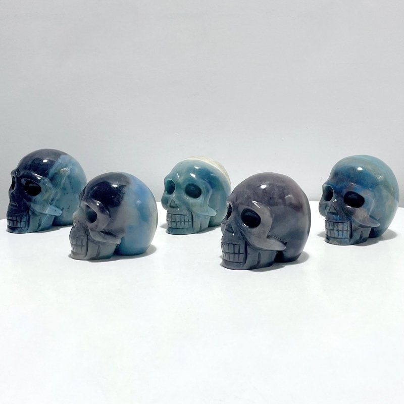 5 Pieces Beautiful Trolleite Skull Carving - Wholesale Crystals