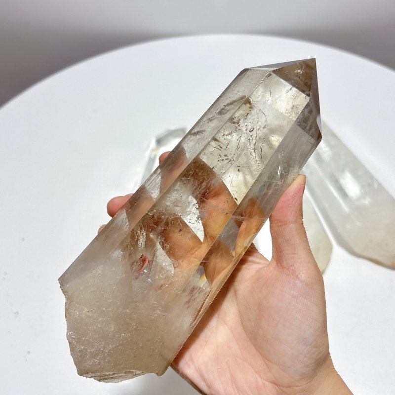 5 Pieces Clear Quartz Large Points Raw Bottom - Wholesale Crystals