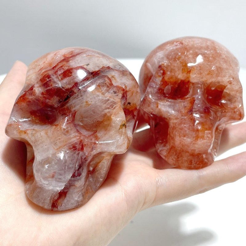 5 Pieces Fire Quartz Skull Carving - Wholesale Crystals