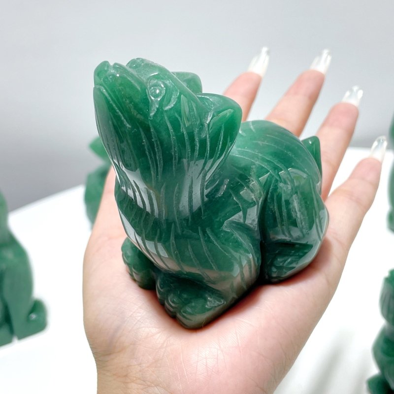 5 Pieces Green Aventurine Wolf Carving - Wholesale Crystals